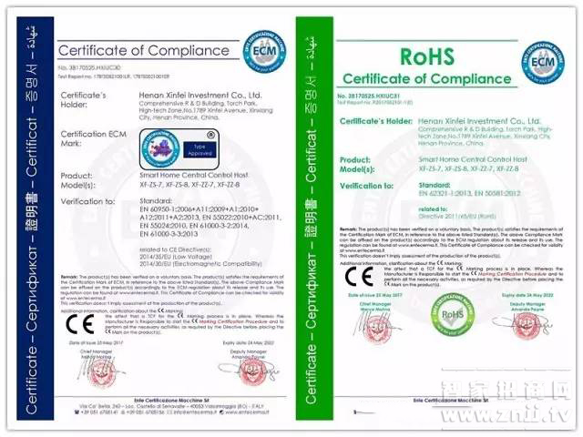 新飞智能家居产品通过欧盟CE及RoHS双认证